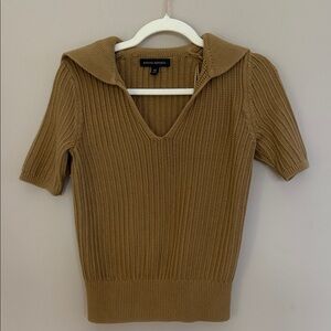 Banana Republic Women's Short Sleeve Ribbed Polo Sweater - Camel